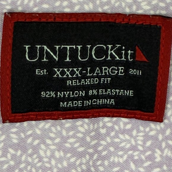 Untuckit Fortia Shirt Mens XXXL 3XL Purple White Button Up Camp Commuter Stretch - Picture 2 of 9
